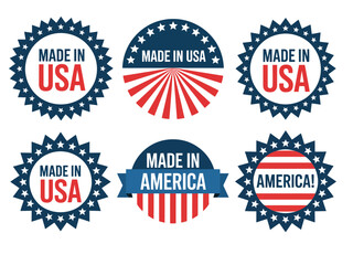 Obraz premium Made in usa sticker design america flag with made in badge