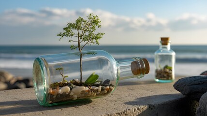 Mini ecosystem in a bottle