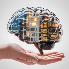 Smart City On Artificial Intelligence Brain Illustration