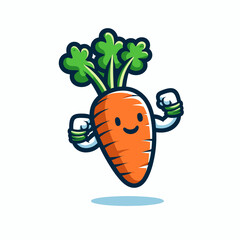 Cute Strong Carrot Character Illustration