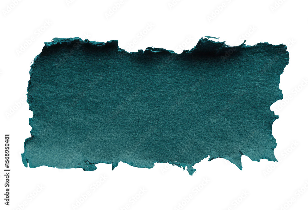 Poster teal torn paper edge element on transparent background