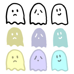 いろいろな表情のかわいいおばけのセット