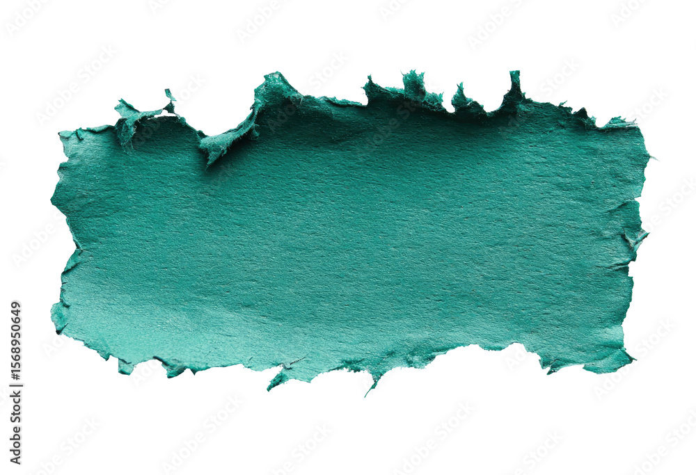 Poster teal torn paper edge texture element on transparent background