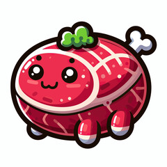 Cute Cartoon Meat Character Illustration