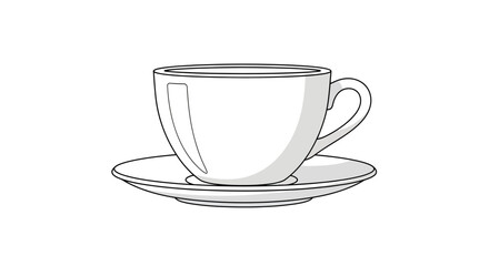 Simple Line Drawing of a Tea or Coffee Cup and Saucer