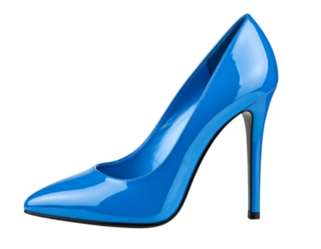 Elegant Blue Glass High Heel Shoe with Reflective Finish Transparent PNG - Powered by Adobe