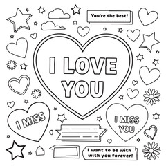 set of hand drawn hearts