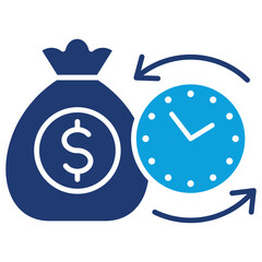 Return On Investment Flat Blue Icon Vector Illustration