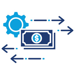 Cash Flow Management Flat Blue Icon Vector Illustration