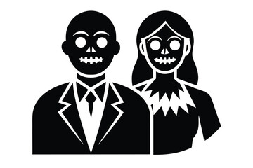 zombie couple vector icon