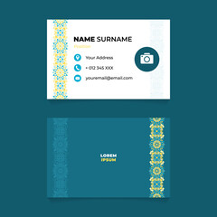 Name Card Design with Geometric Oriental Luxury Vertical Ornament Border