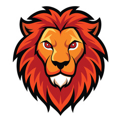 A fierce lion head vector illustration depicting a wild feline predator