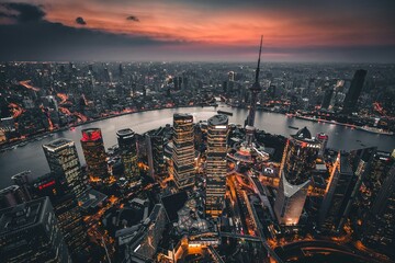 aerial view of the city