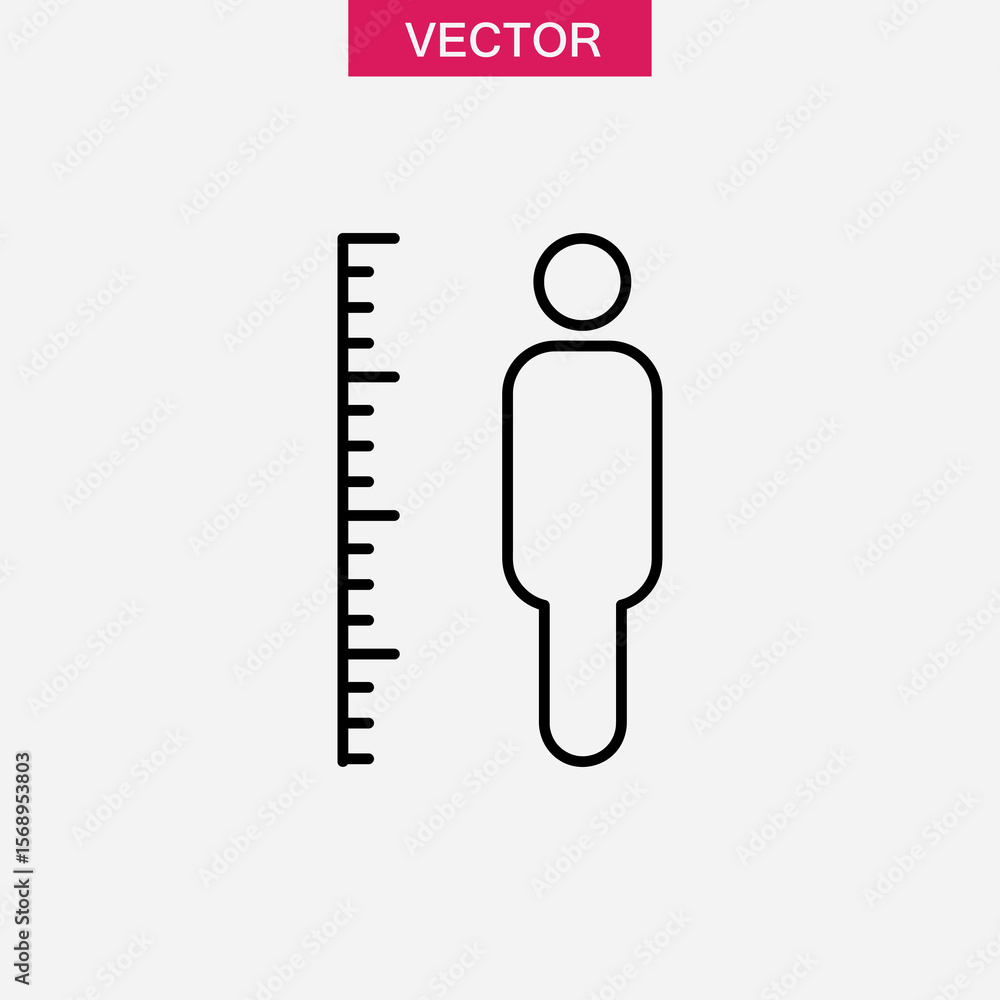 Poster height measurement icon or logo isolated sign, vector flat black linear illustration for web and app