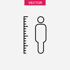 height measurement icon or logo isolated sign, vector flat black linear illustration for web and app..eps