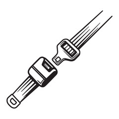 Simple black and white illustration of a detached automotive seatbelt buckle safety concept