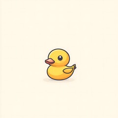 Fototapeta premium A cute yellow rubber duck, a simple flat icon design, on a white background