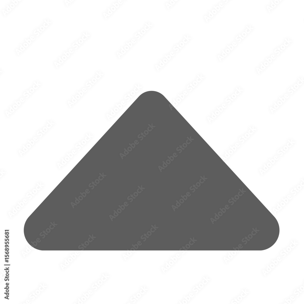 Poster simple rounded grey triangle pointing upwards on a black background