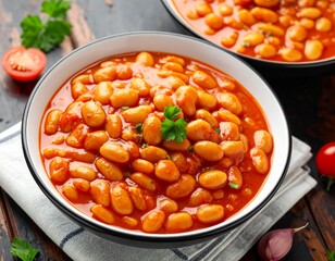 baked beans in tomato sauce AI generated