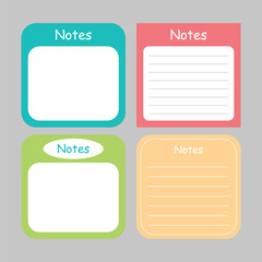 Set of planner paper check list. note paper and card. notebook, diary, stickers. planner template and blue bookmark design