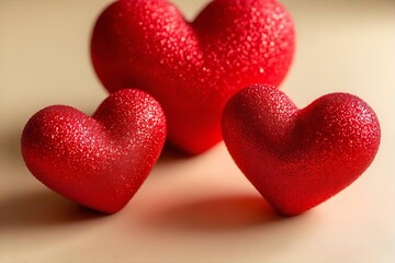 Red Glitter Heart Decorations: Valentine's Day Love & Romance Still Life Photography