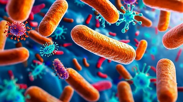 Microscopic bacteria and viruses