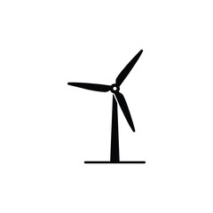 black Wind power vector icon. Simple solid style illustration isolated on white background. Mill, silhouette, farm, pictogram, wheel, power, technology, tower, power, energy alternative concept.