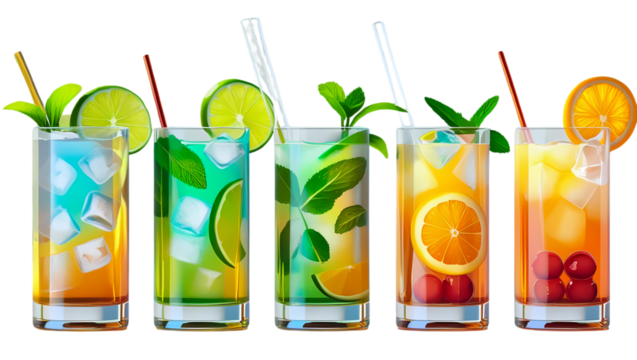 Realistic Cocktail Glasses Collection for Bar Menu or Drinks Design – 16:9