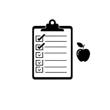 black clipboard checklist with apple clip art preview
