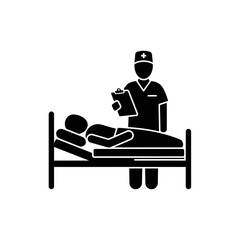 Silhouette Icon: Patient and Medical Staff Interaction in Clinic