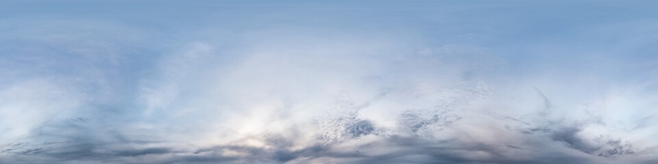 Dark moody rain clouds in dramatic overcast sky. Seamless 360 HDR spherical panorama. Full zenith...