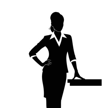 recommend clip art: Confident Female Business Owner with Hand on Table