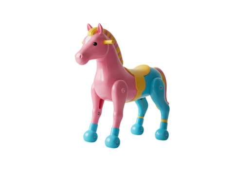 Pastel Pink and Blue Articulated Unicorn Toy isolated on transparent baackground