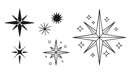 Assorted Star Vector Icons Different Styles and Shapes.
