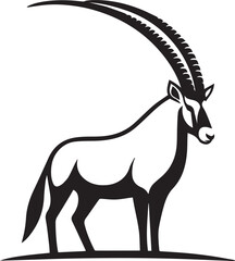 Oryex Animal Illustration Vector in Black & White | Minimal Monochrome Wildlife Art