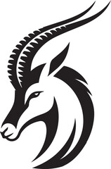 Oryex Animal Illustration Vector in Black & White | Minimal Monochrome Wildlife Art