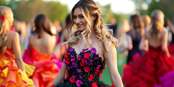 teens in gowns dressed up for prom