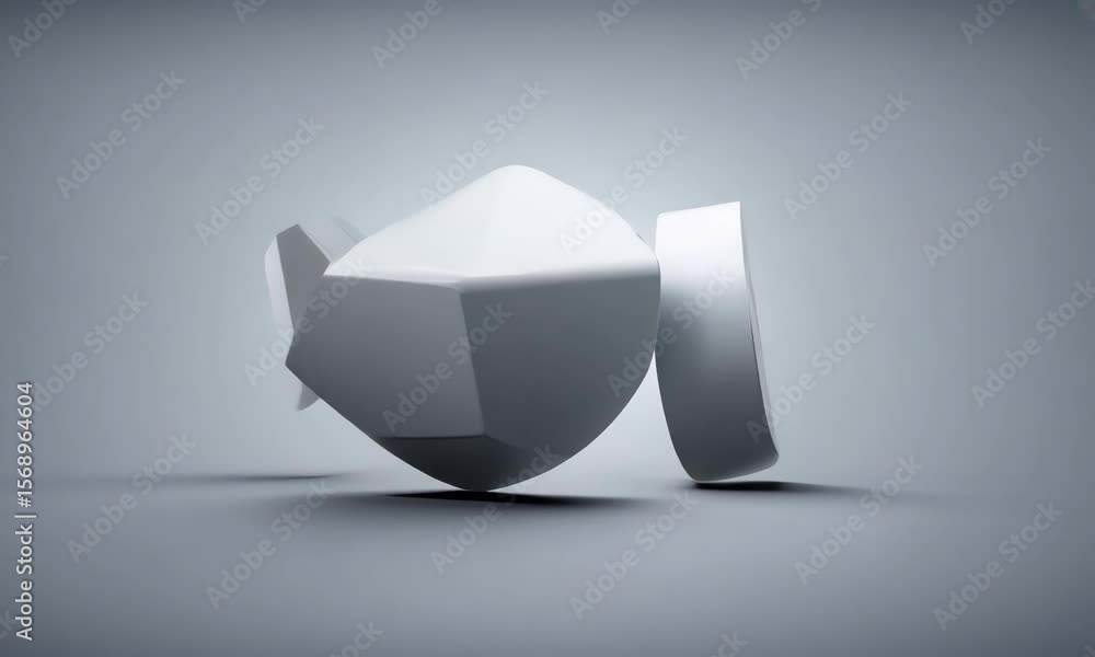 Poster Geometric shapes on a gray background with a circle and a triangle in simple composition style
