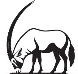 Oryex Animal Illustration Vector in Black & White | Minimal Monochrome Wildlife Art