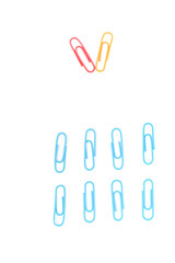 Colorful Paper Clips on a White Background, Symbolizing Organization and Productivity
