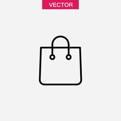 shopping bag icon or logo isolated sign, vector flat black linear illustration for web and app..eps