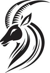 Oryex Animal Illustration Vector in Black & White | Minimal Monochrome Wildlife Art