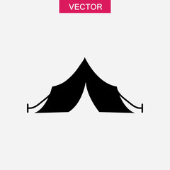 tent icon or logo isolated sign, vector flat black simple illustration for web and app..eps