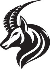 Oryex Animal Illustration Vector in Black & White | Minimal Monochrome Wildlife Art