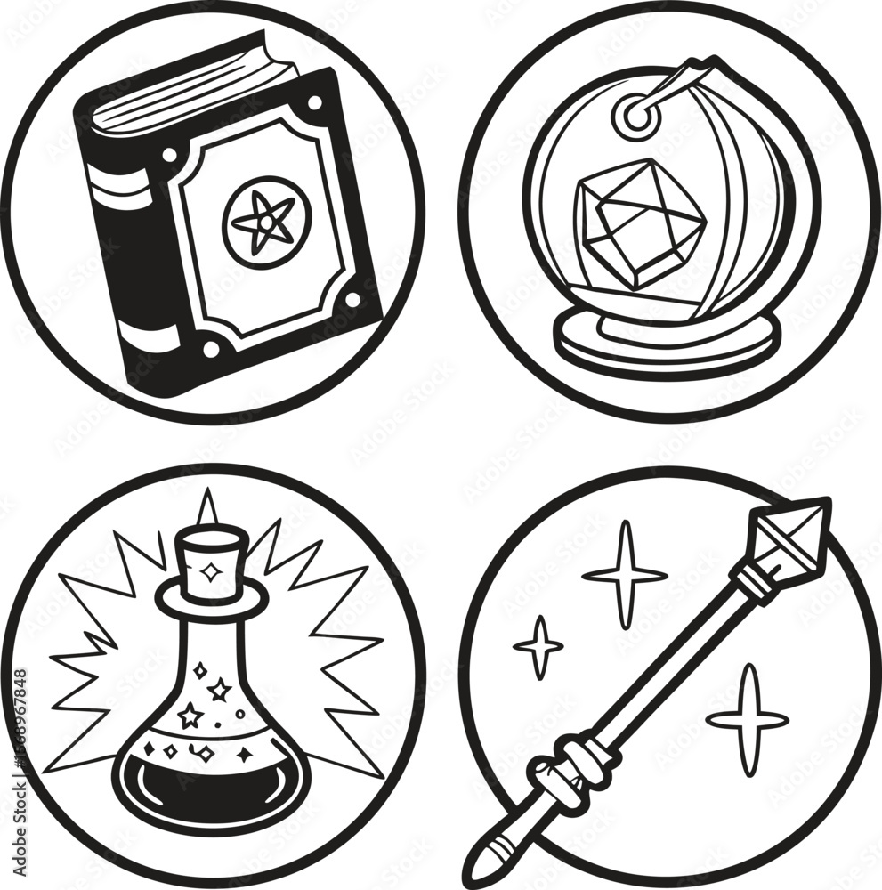 Aufkleber vector kitchen utensils and tools icon set with simple black design for web and business use