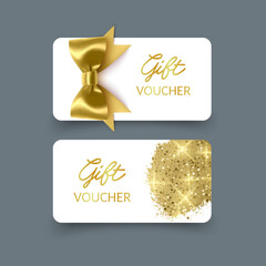 Elegant Gift Vouchers with Golden Ribbon and Glitter Detail