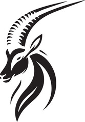 Oryex Animal Illustration Vector in Black & White | Minimal Monochrome Wildlife Art