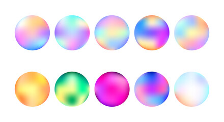 glossy holographic sphere collection with vibrant gradients, perfect for modern abstract design and UI elements.