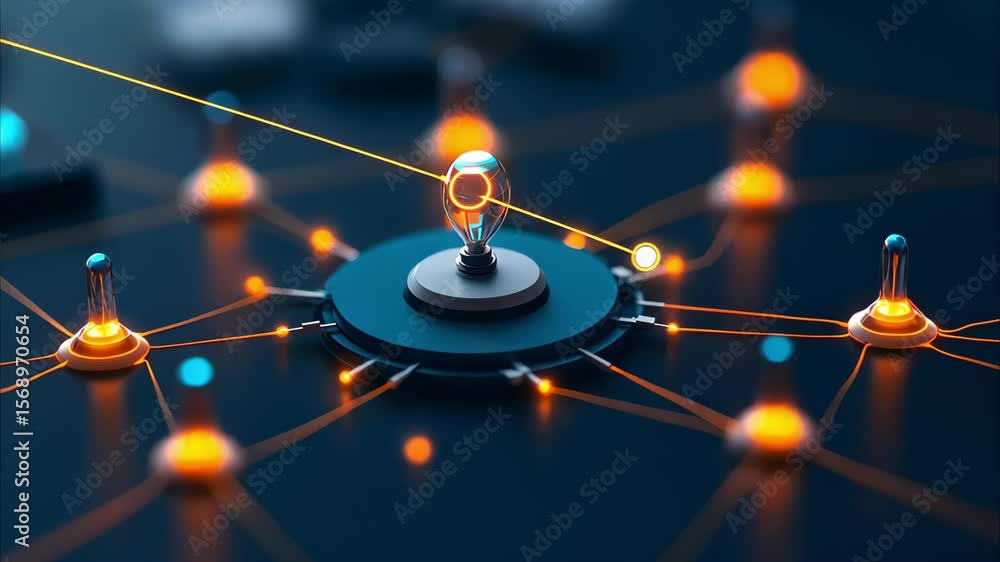 Aufkleber a close-up of a digital network or circuit board with glowing nodes and connections, representing te