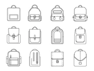Hand drawn school bag line sketch for education